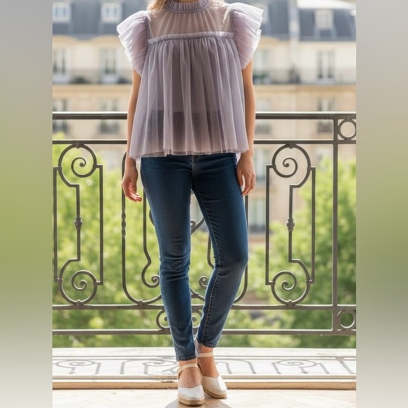 Joie Tops - Joie Light Purple Sheer Blouse